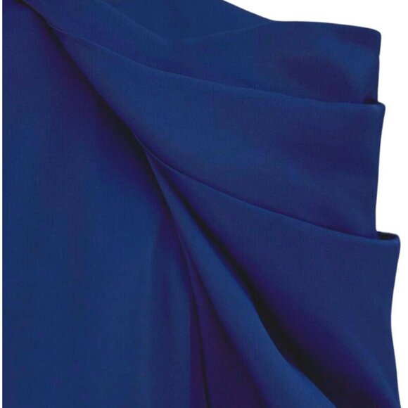 Zara Satin Effect Pleated Puff Shoulder Glossy  Blouse | XS | Royal Blue/Purple - Picture 9 of 16
